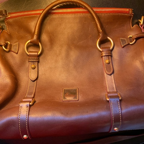 DOONEY AND BOURKE FLORENTINA LEATHER SATCHEL HANDBAG Dark Brown T’Moro - Picture 7 of 14